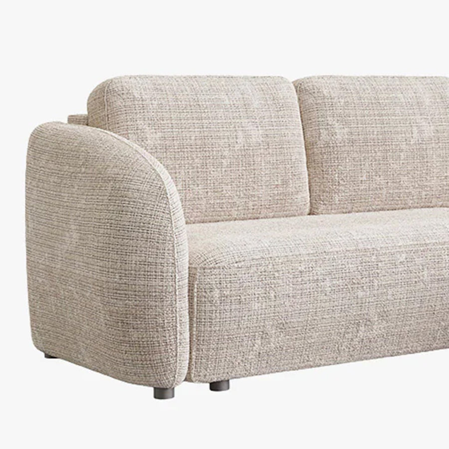 ALANYA Canapé d'angle convertible avec coffre en tissu beige - Angle droit — aperçu vidéo