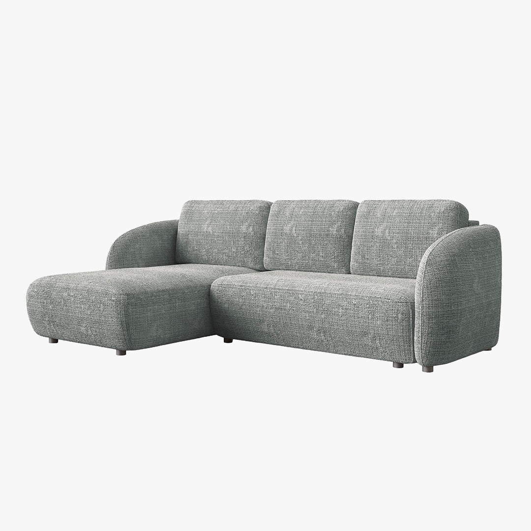 ALANYA Canapé d'angle convertible avec coffre en tissu gris - Angle gauche - Canapé d'angle convertible - Mobilier Deco