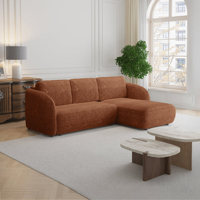 ALANYA Canapé d'angle convertible avec coffre en tissu orange - Angle droit – Canapé d'angle convertible Mobilier Deco