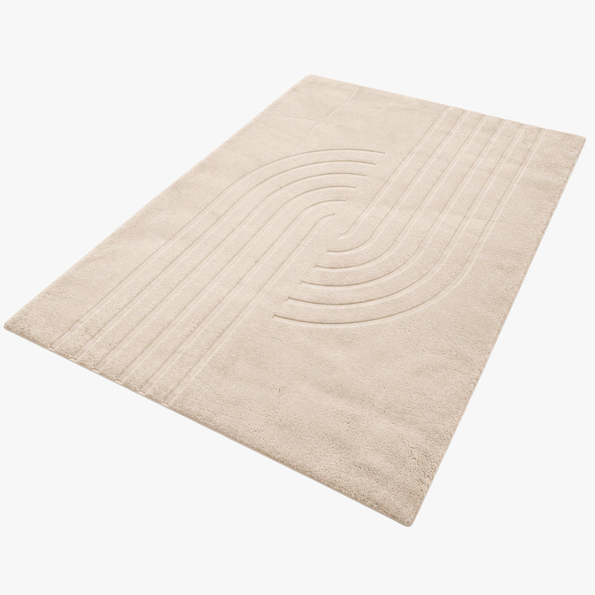 ALASKA Tapis en tissu doux à motif en relief beige - 160x230 cm - Tapis - Mobilier Deco