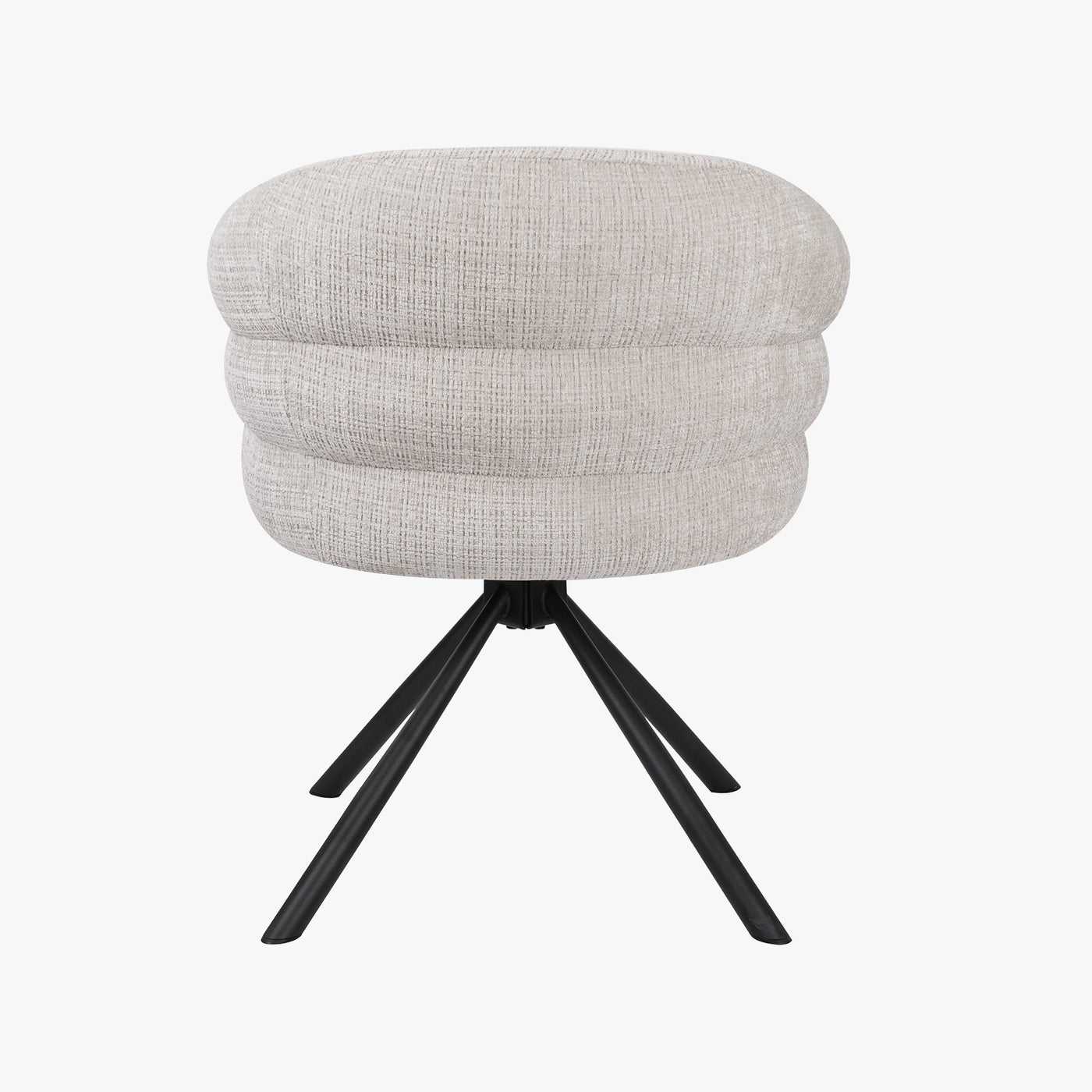 ALBANE Lot de 2 chaises pivotantes en tissu beige pieds en métal noir - Chaise de repas - Mobilier Deco
