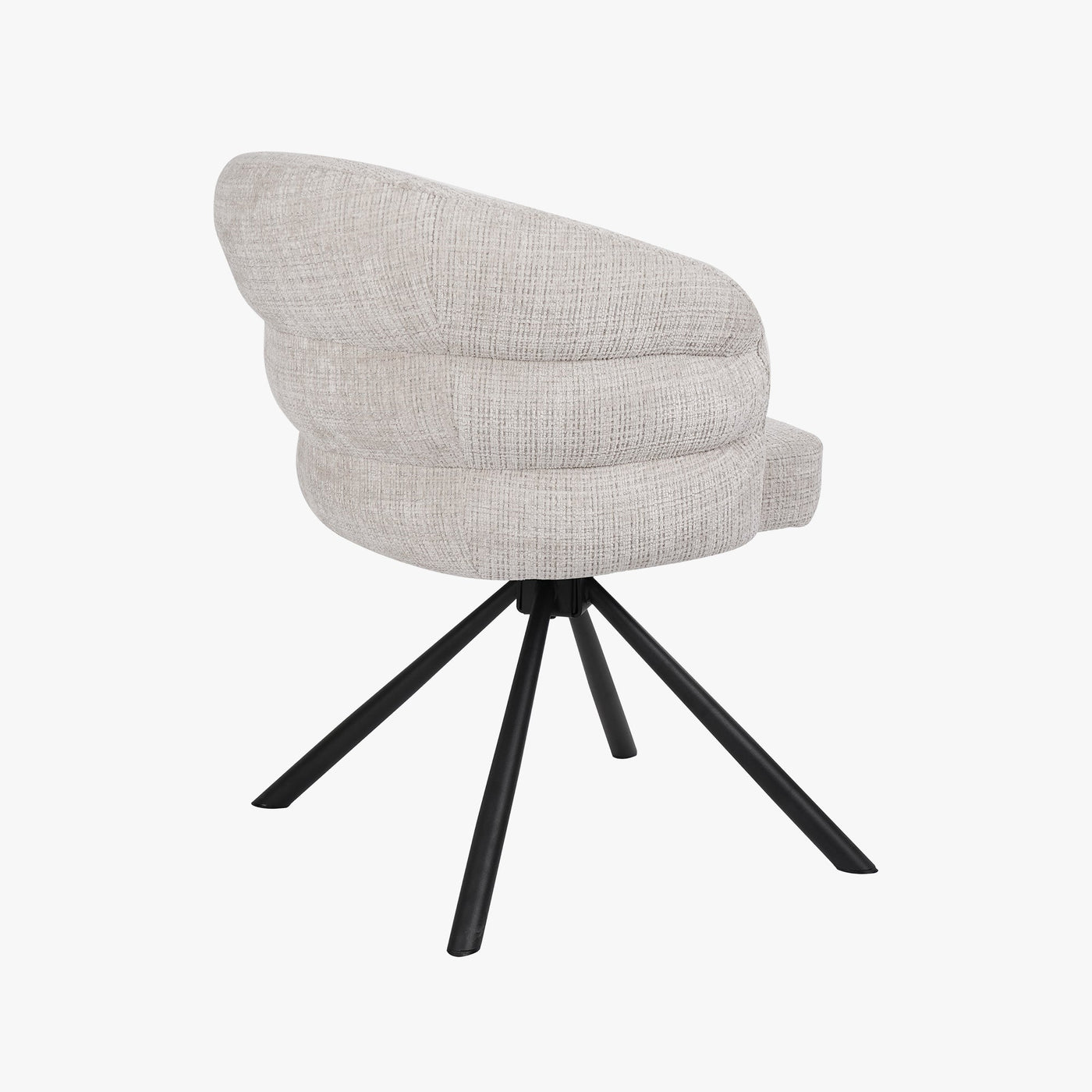 ALBANE Lot de 2 chaises pivotantes en tissu beige pieds en métal noir - Chaise de repas - Mobilier Deco