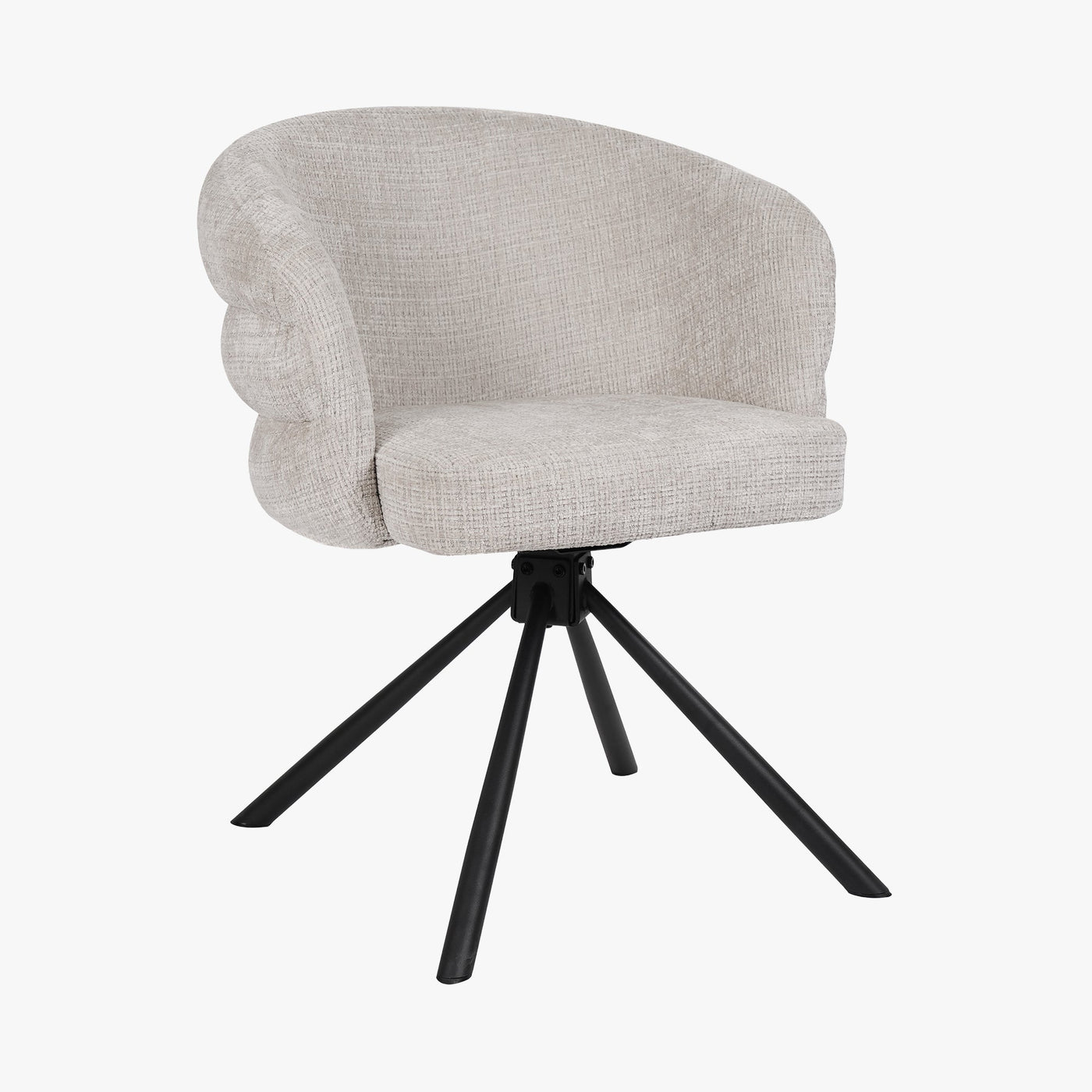 ALBANE Lot de 2 chaises pivotantes en tissu beige pieds en métal noir - Chaise de repas - Mobilier Deco