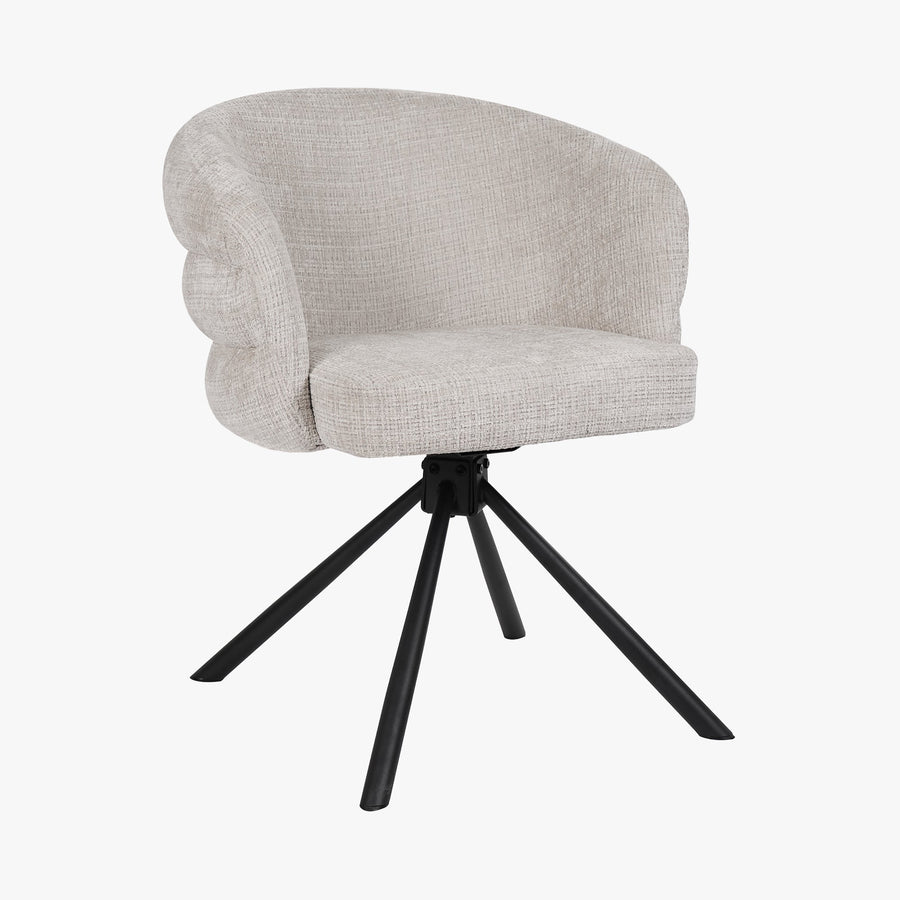 ALBANE Lot de 2 chaises pivotantes en tissu beige pieds en métal noir — aperçu vidéo