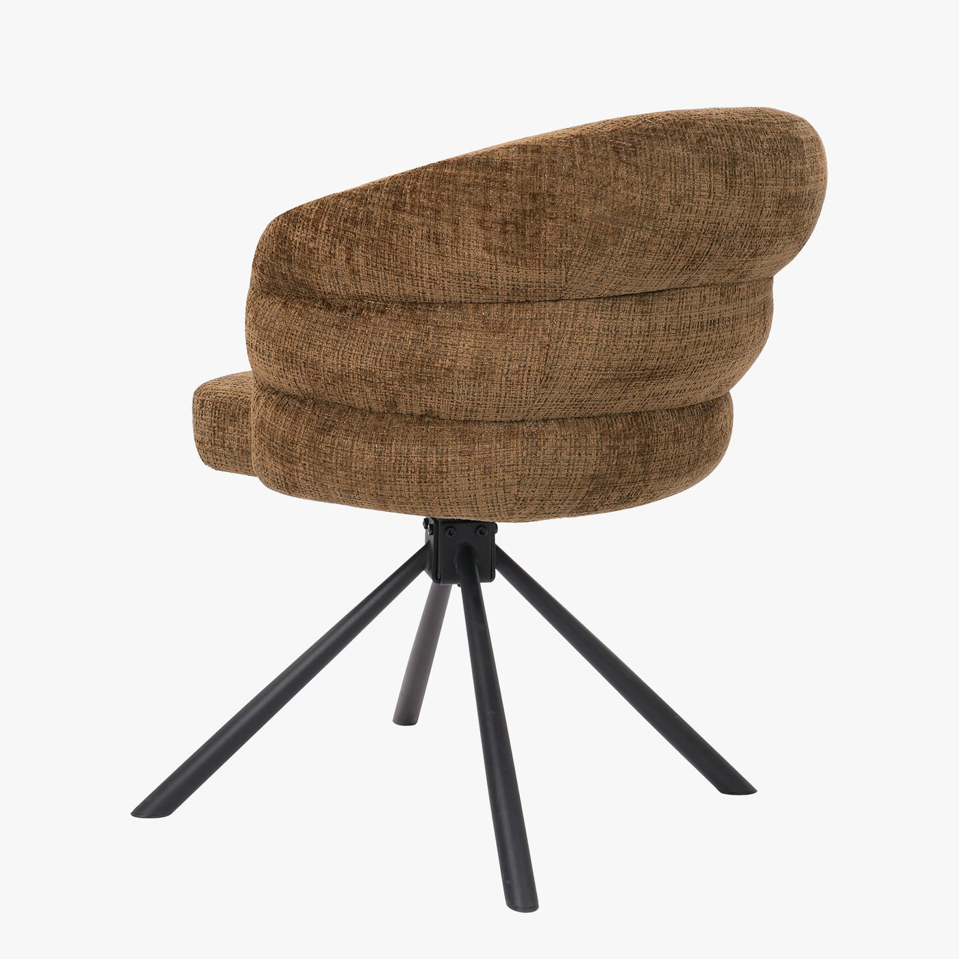 ALBANE Lot de 2 chaises pivotantes en tissu vert olive pieds en métal noir - Chaise de repas - Mobilier Deco