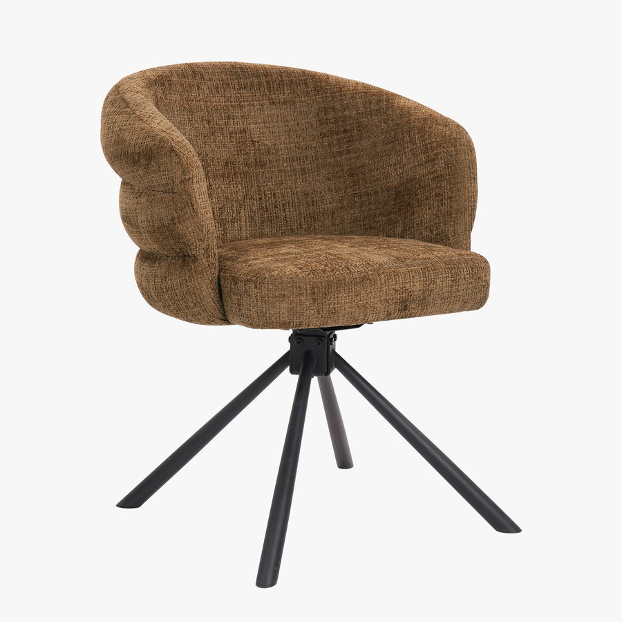 ALBANE Lot de 2 chaises pivotantes en tissu vert olive pieds en métal noir — aperçu vidéo