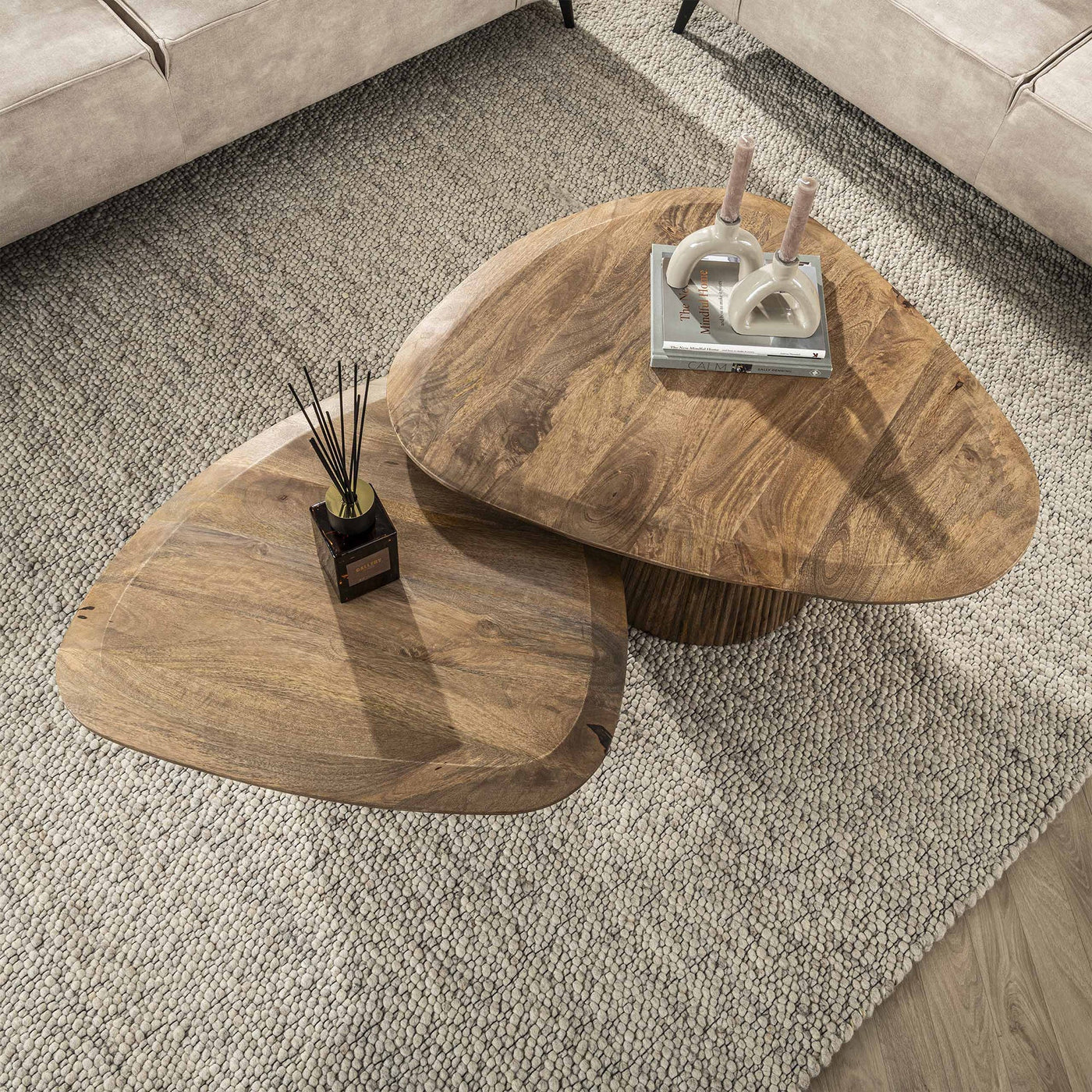ALEA Lot de 2 tables basses en bois de manguier massif - Table basse - Mobilier Deco