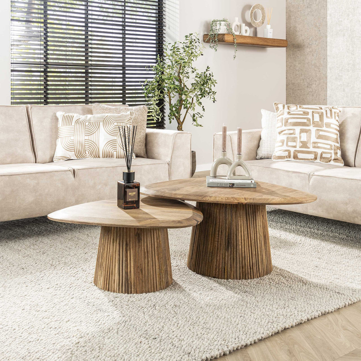 ALEA Lot de 2 tables basses en bois de manguier massif - Table basse - Mobilier Deco