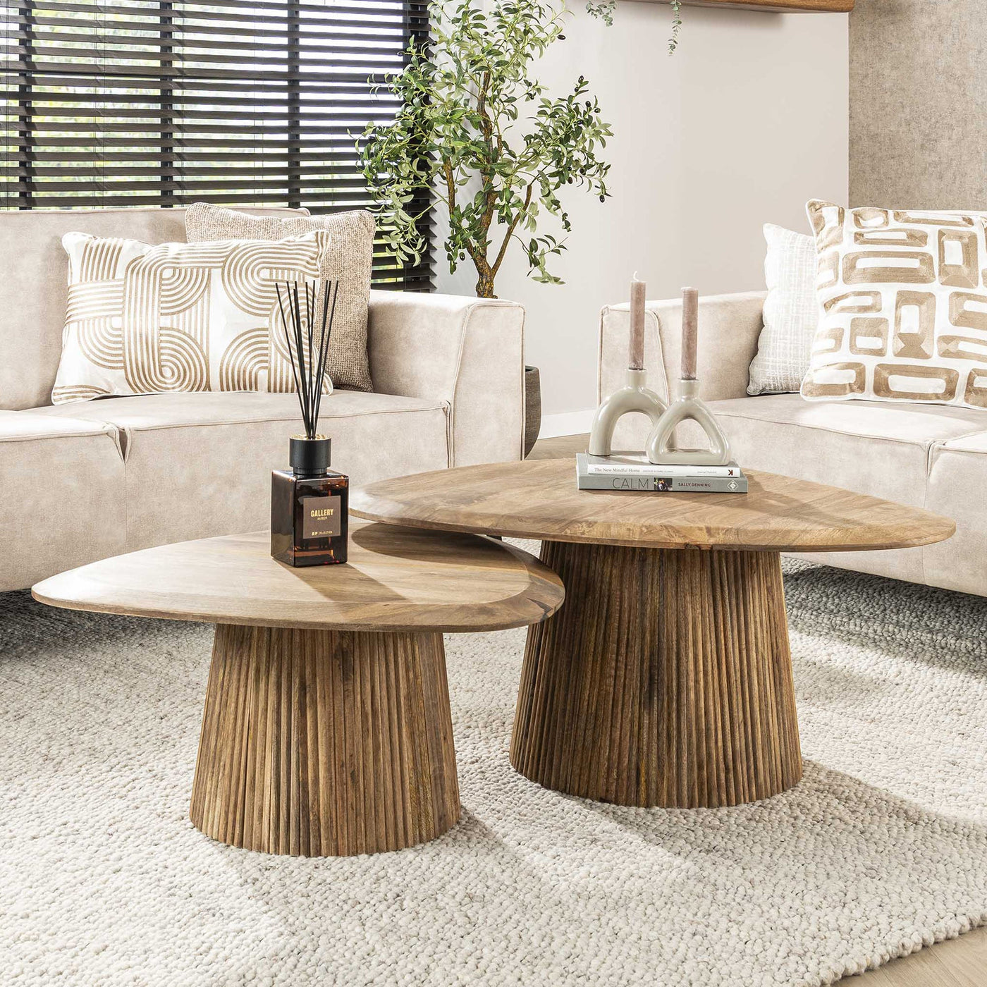 ALEA Lot de 2 tables basses en bois de manguier massif - Table basse - Mobilier Deco