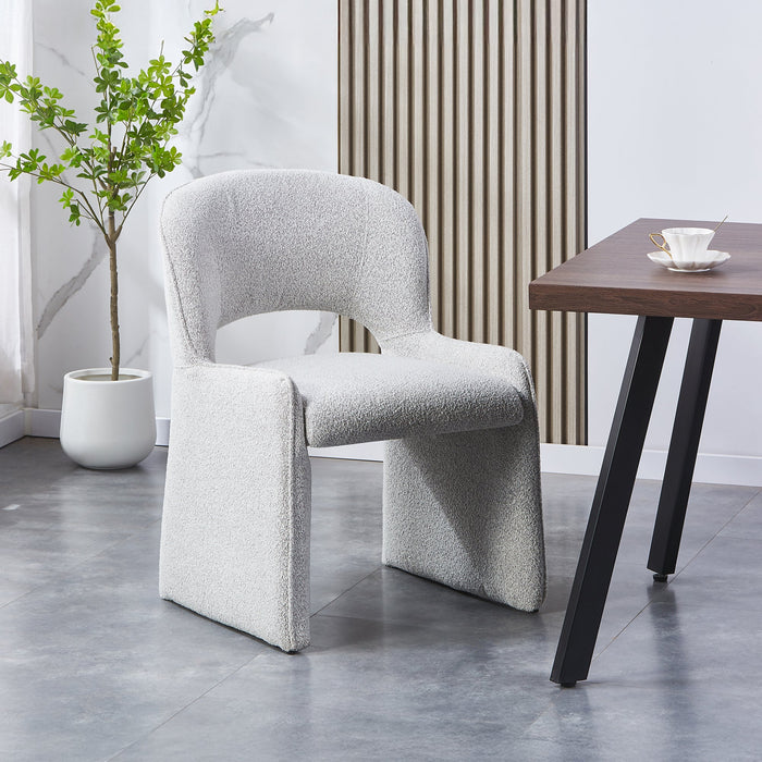 ALESIA Fauteuil tissu bouclette gris