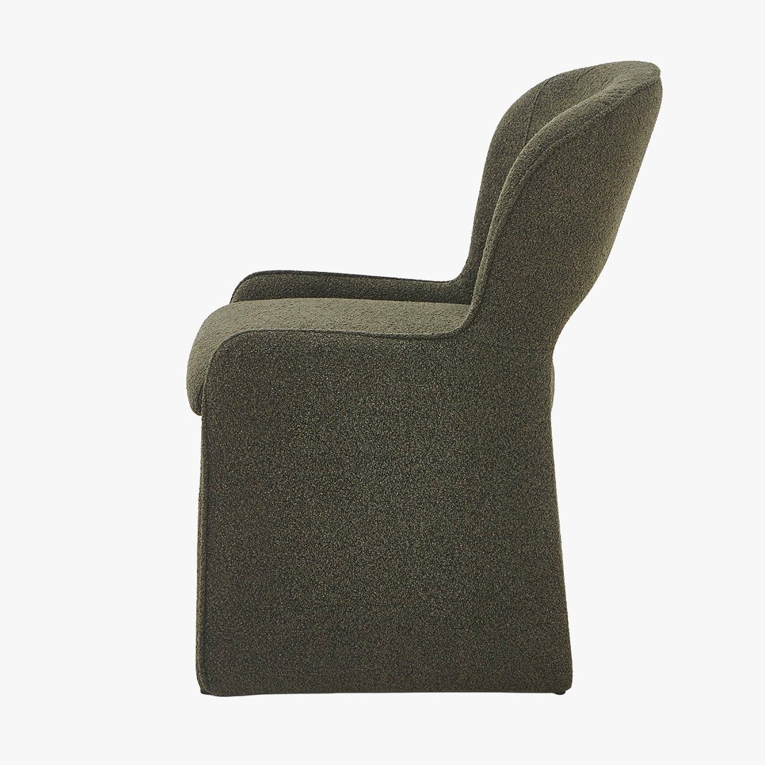ALESIA Fauteuil tissu bouclette vert foncé - Fauteuils - Mobilier Deco