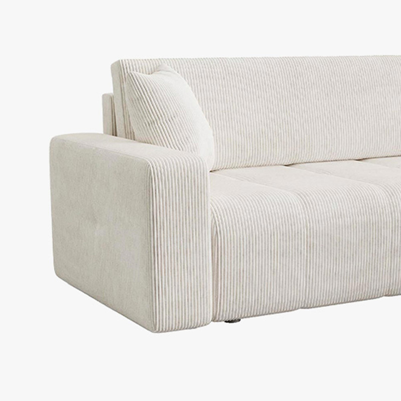 ALICIA MINI Canapé d'angle convertible et réversible avec coffre en velours côtelé beige - Canapé d'angle convertible