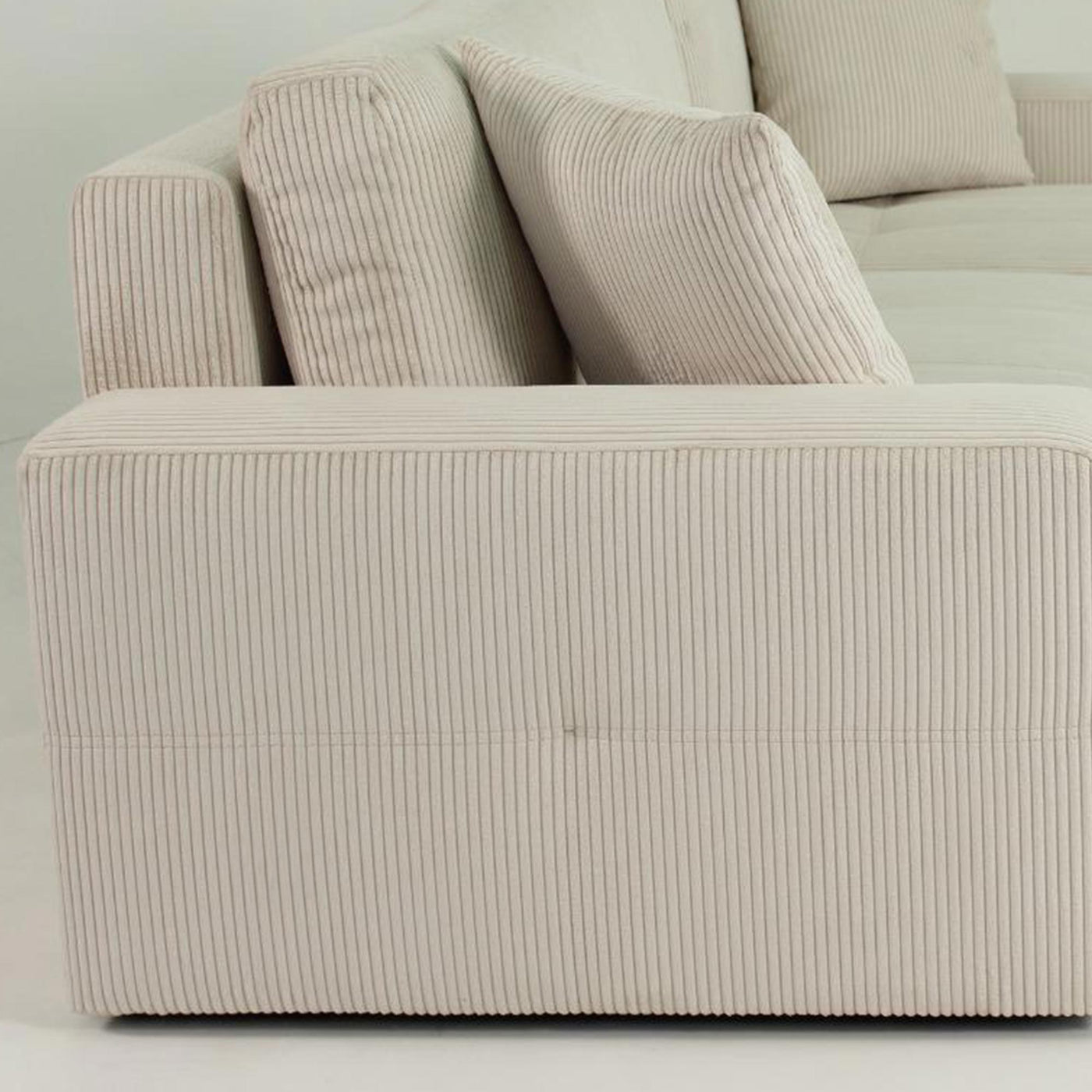 ALICIA MINI Canapé d'angle convertible et réversible avec coffre en velours côtelé beige - Canapé d'angle convertible
