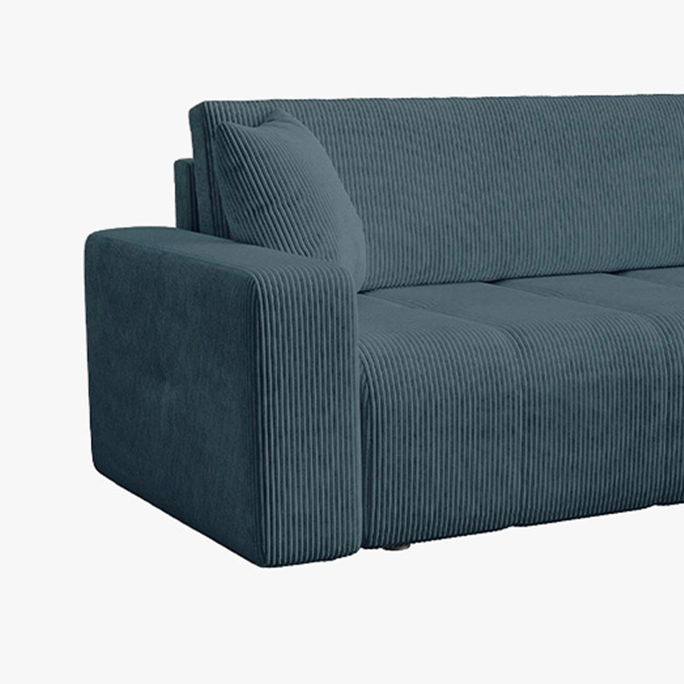 ALICIA MINI Canapé d'angle convertible et réversible avec coffre en velours côtelé bleu - Canapé d'angle convertible - Mobilier Deco