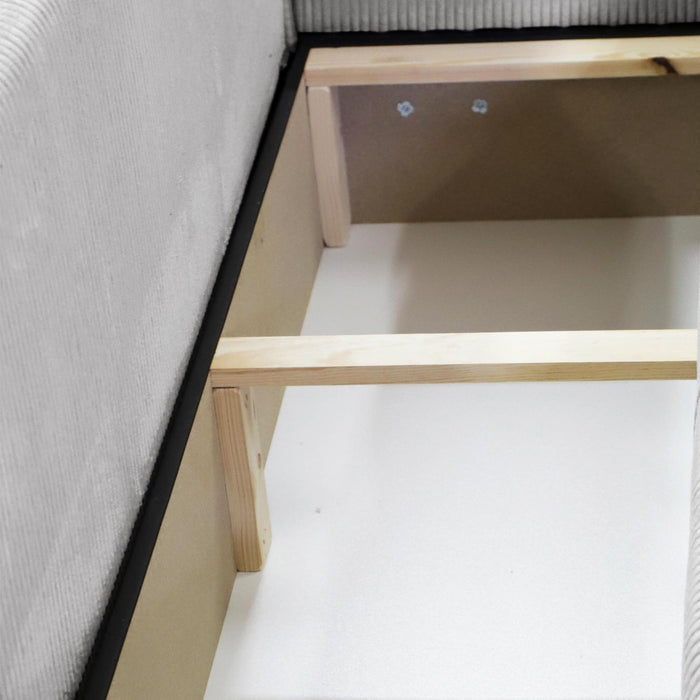 ALICIA MINI Canapé d'angle convertible et réversible avec coffre en velours côtelé gris clair
