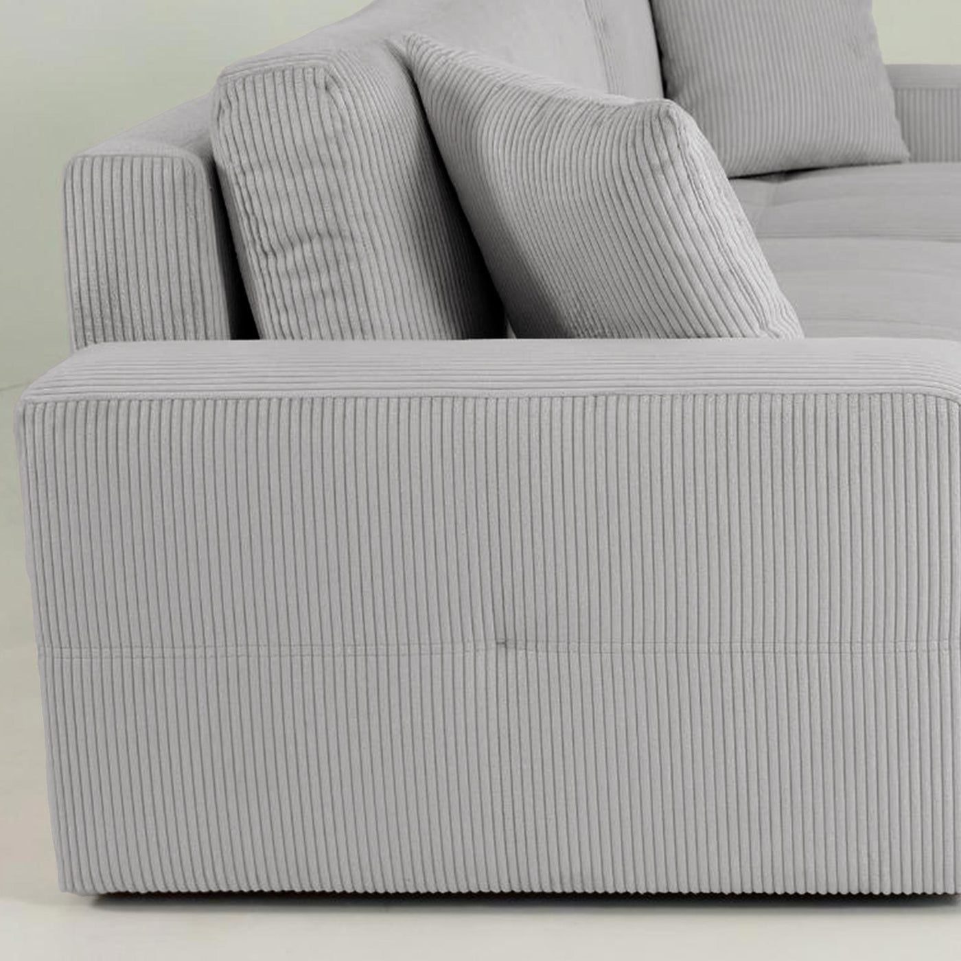 ALICIA MINI Canapé d'angle convertible et réversible avec coffre en velours côtelé gris clair - Canapé d'angle convertible - Mobilier Deco