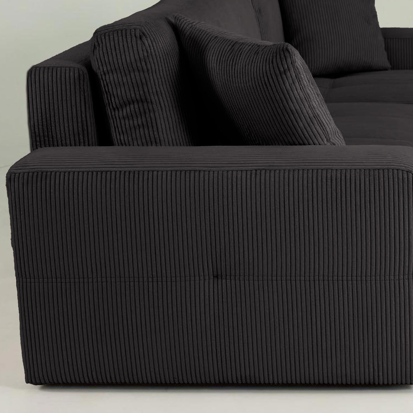 ALICIA MINI Canapé d'angle convertible et réversible avec coffre en velours côtelé gris foncé - Canapé d'angle convertible
