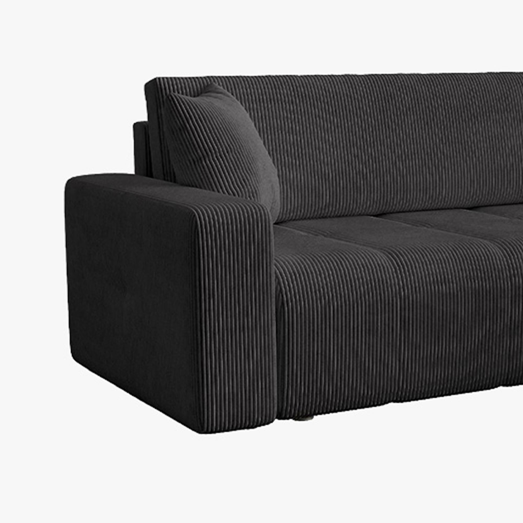 ALICIA MINI Canapé d'angle convertible et réversible avec coffre en velours côtelé gris foncé - Canapé d'angle convertible