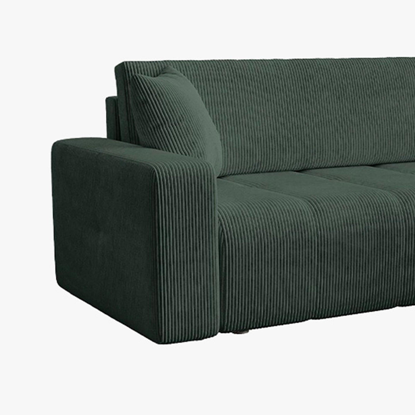 ALICIA MINI Canapé d'angle convertible et réversible avec coffre en velours côtelé vert - Canapé d'angle convertible - Mobilier Deco