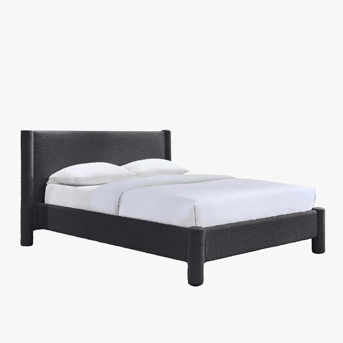 ALINA Lit double effet peau de mouton anthracite 160x200 cm - Lits - Mobilier Deco
