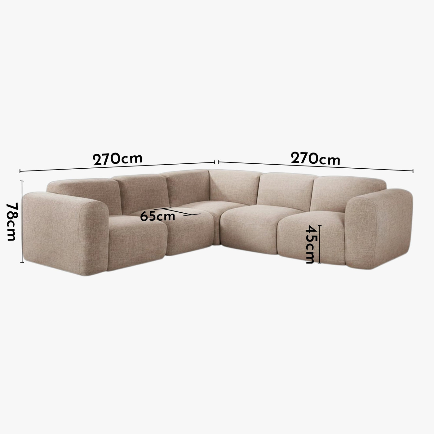 ALMA Canapé d'angle modulable en tissu beige - Canapés d'angle - Mobilier Deco
