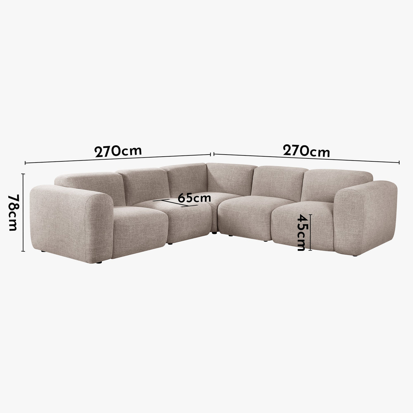 ALMA Canapé d'angle modulable en tissu taupe - Canapés d'angle - Mobilier Deco