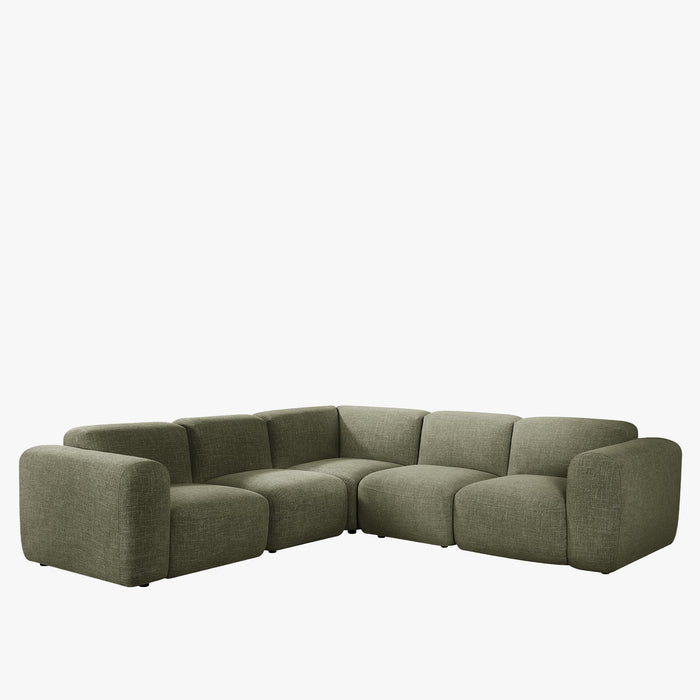 ALMA Canapé d'angle modulable en tissu vert