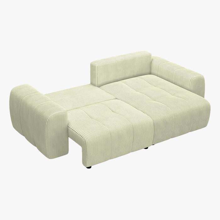 ALYA Canapé d'angle convertible et réversible avec coffre en velours côtelé beige