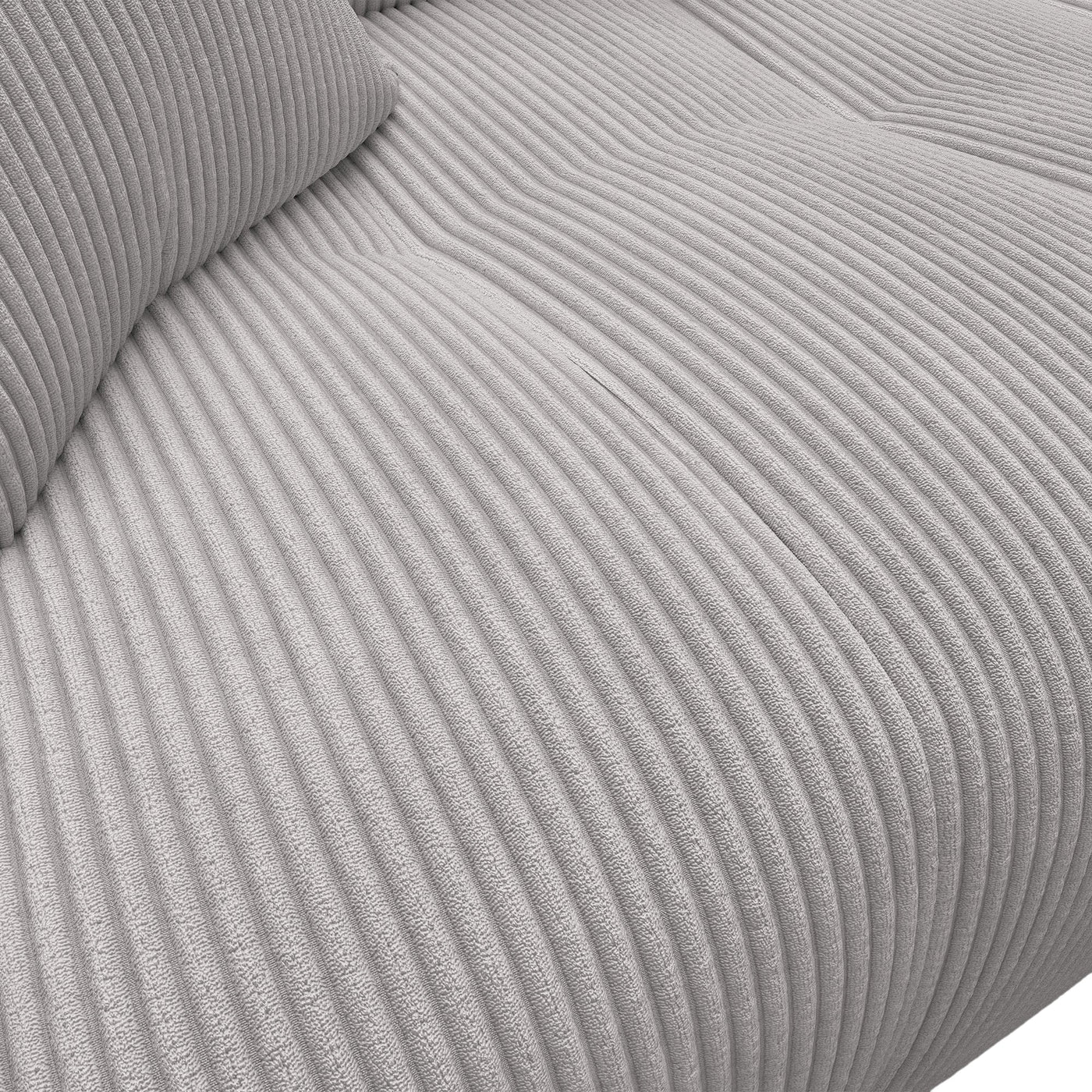 ALYA Canapé d'angle convertible et réversible avec coffre en velours côtelé gris clair - Canapé d'angle convertible