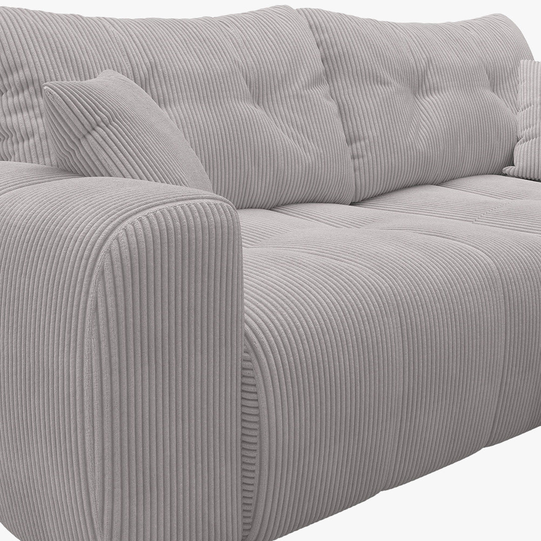ALYA Canapé d'angle convertible et réversible avec coffre en velours côtelé gris clair - Canapé d'angle convertible