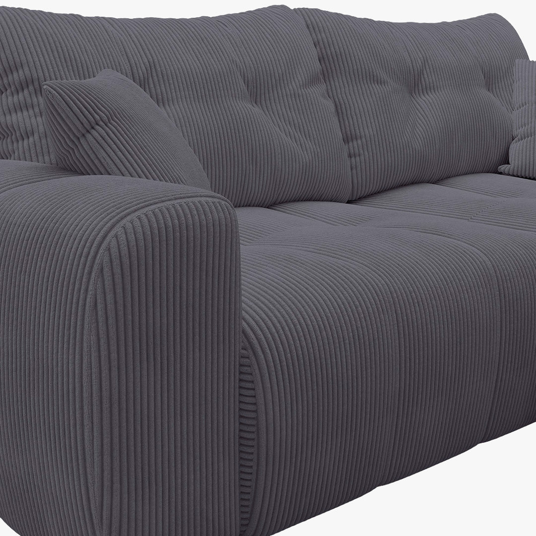 ALYA Canapé d'angle convertible et réversible avec coffre en velours côtelé gris foncé - Canapé d'angle convertible