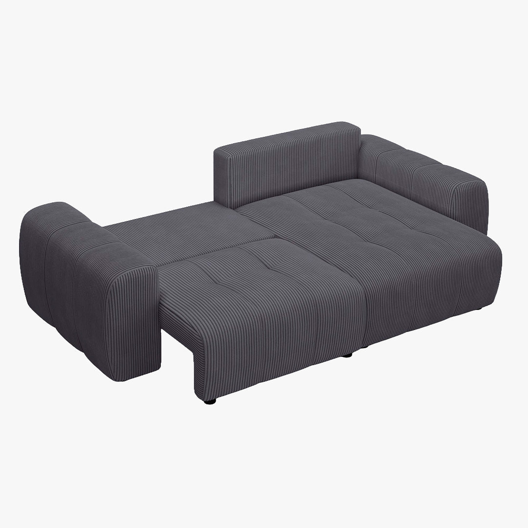 ALYA Canapé d'angle convertible et réversible avec coffre en velours côtelé gris foncé - Canapé d'angle convertible