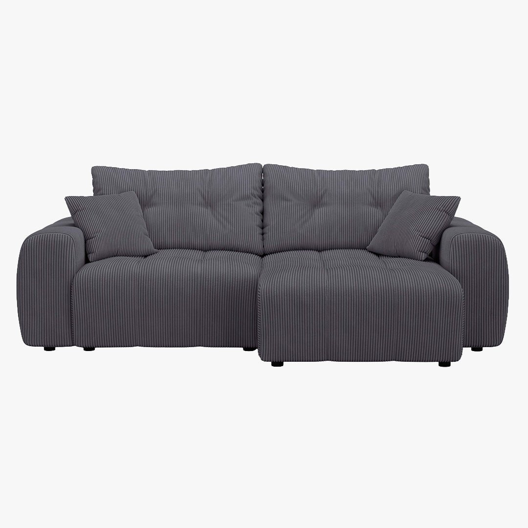 ALYA Canapé d'angle convertible et réversible avec coffre en velours côtelé gris foncé - Canapé d'angle convertible