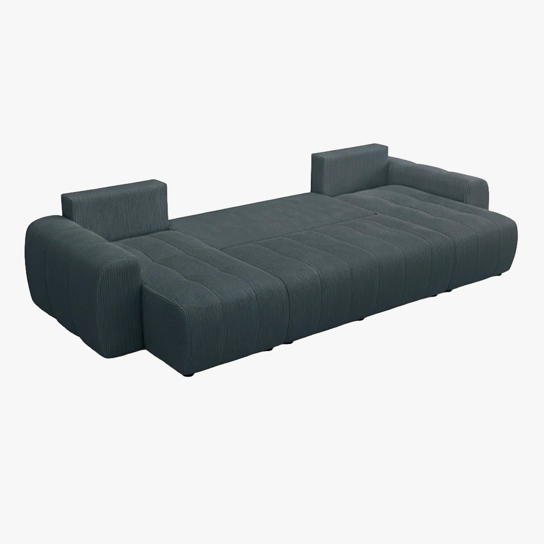 ALYA XL Canapé panoramique convertible avec coffre en velours côtelé gris foncé - Canapés panoramiques - Mobilier Deco