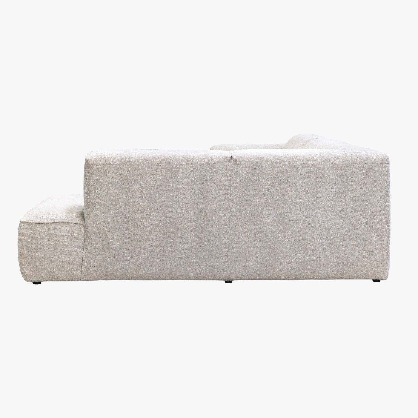 AMANDA Canapé d'angle en tissu blanc écru avec détail métal noir - Angle droit - Canapés d'angle - Mobilier Deco