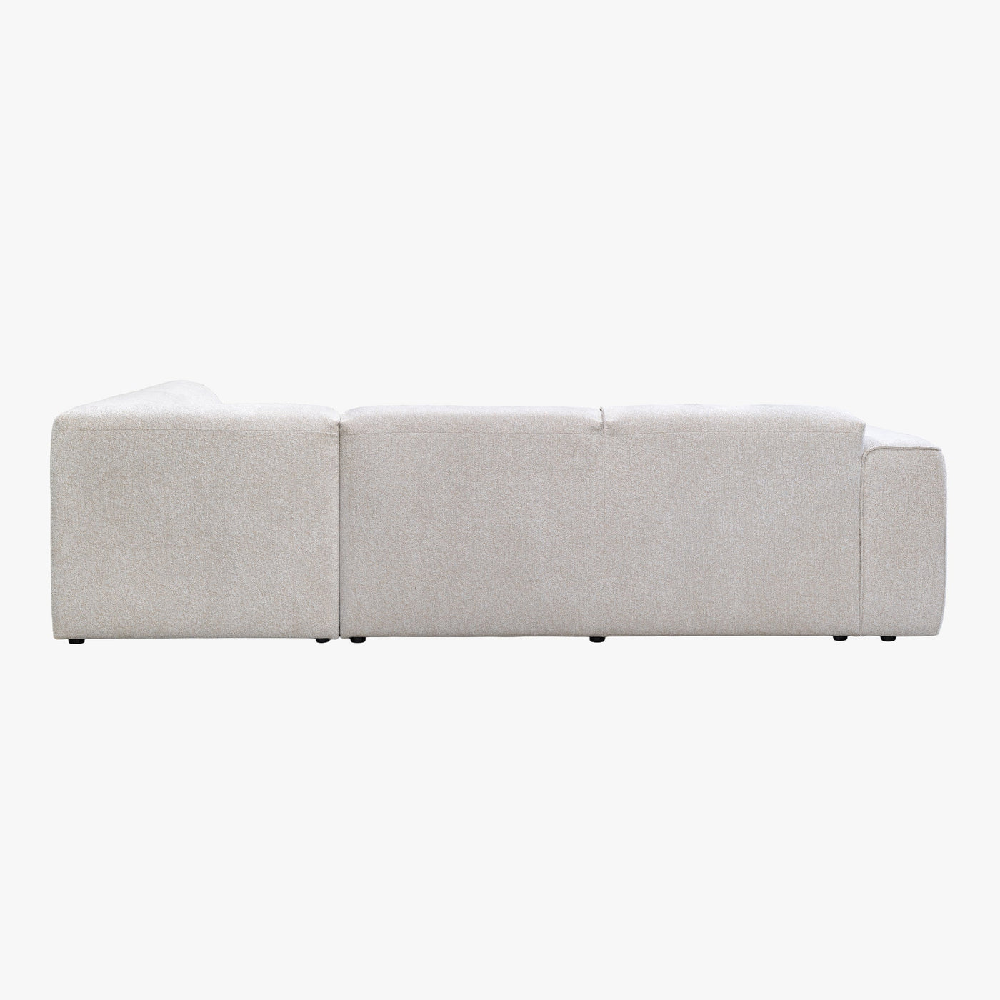 AMANDA Canapé d'angle en tissu blanc écru avec détail métal noir - Angle droit - Canapés d'angle - Mobilier Deco