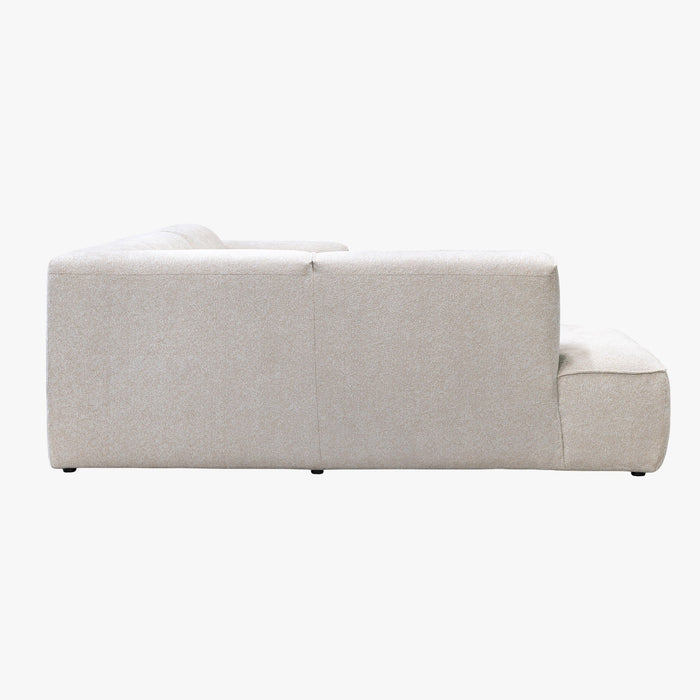 AMANDA Canapé d'angle en tissu blanc écru avec détail métal noir - Angle gauche