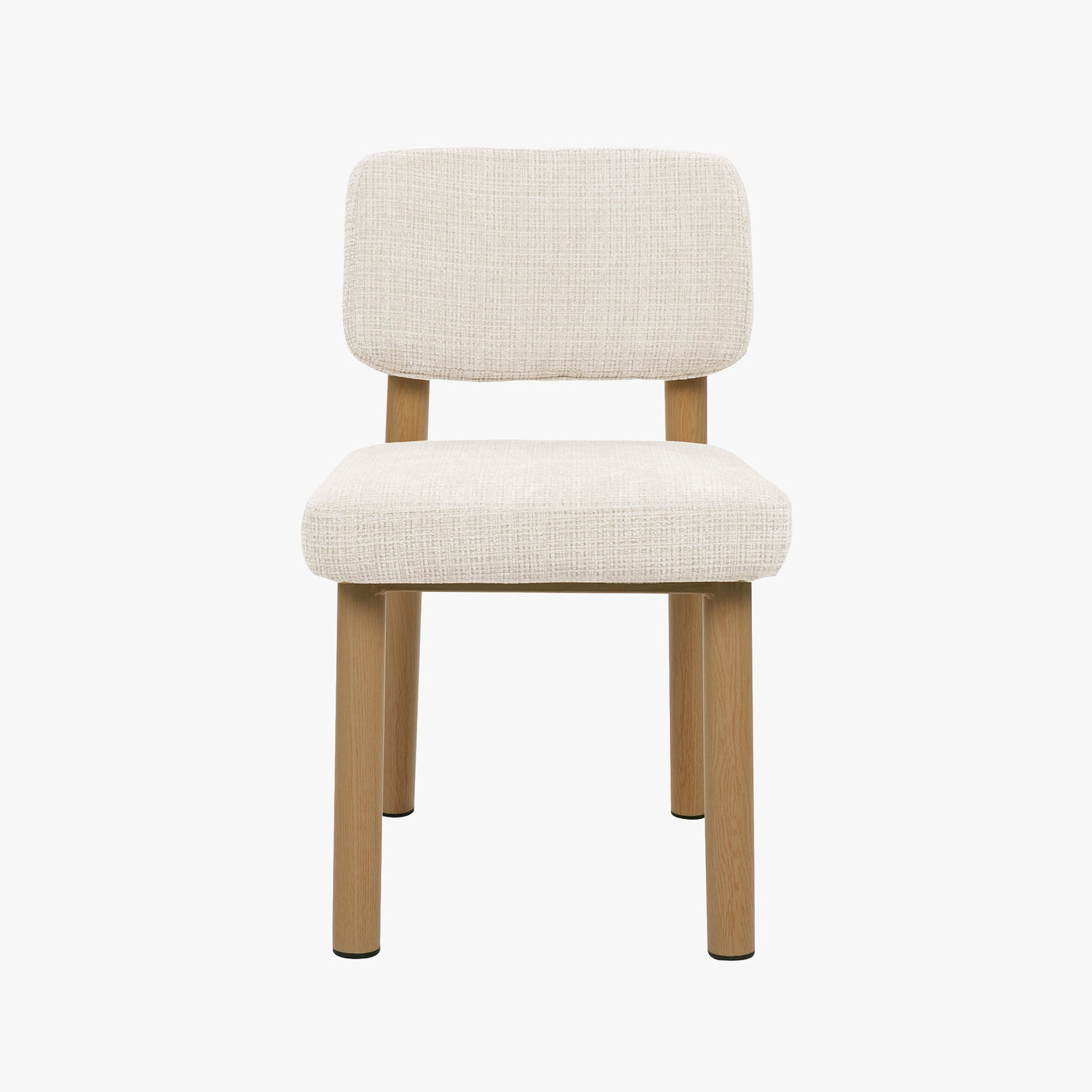AMELI Lot de 2 chaises en tissu beige pieds en métal beige - Chaise de repas - Mobilier Deco