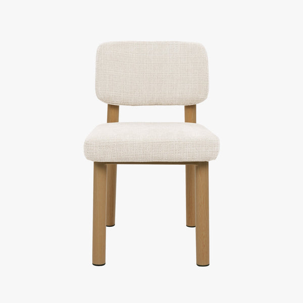 AMELI Lot de 2 chaises en tissu beige pieds en métal beige