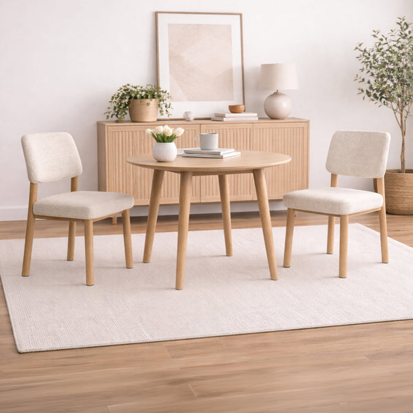 AMELI Lot de 2 chaises en tissu beige pieds en métal beige