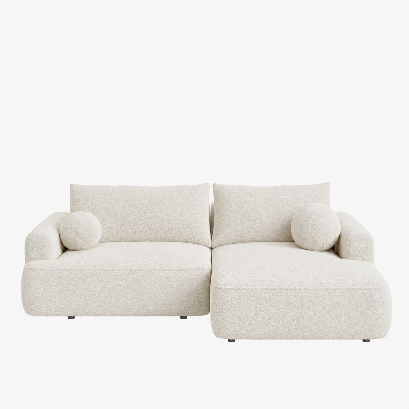 ANAIS Canapé d'angle convertible en tissu bouclette beige - Angle droit - Canapé d'angle convertible - Mobilier Deco
