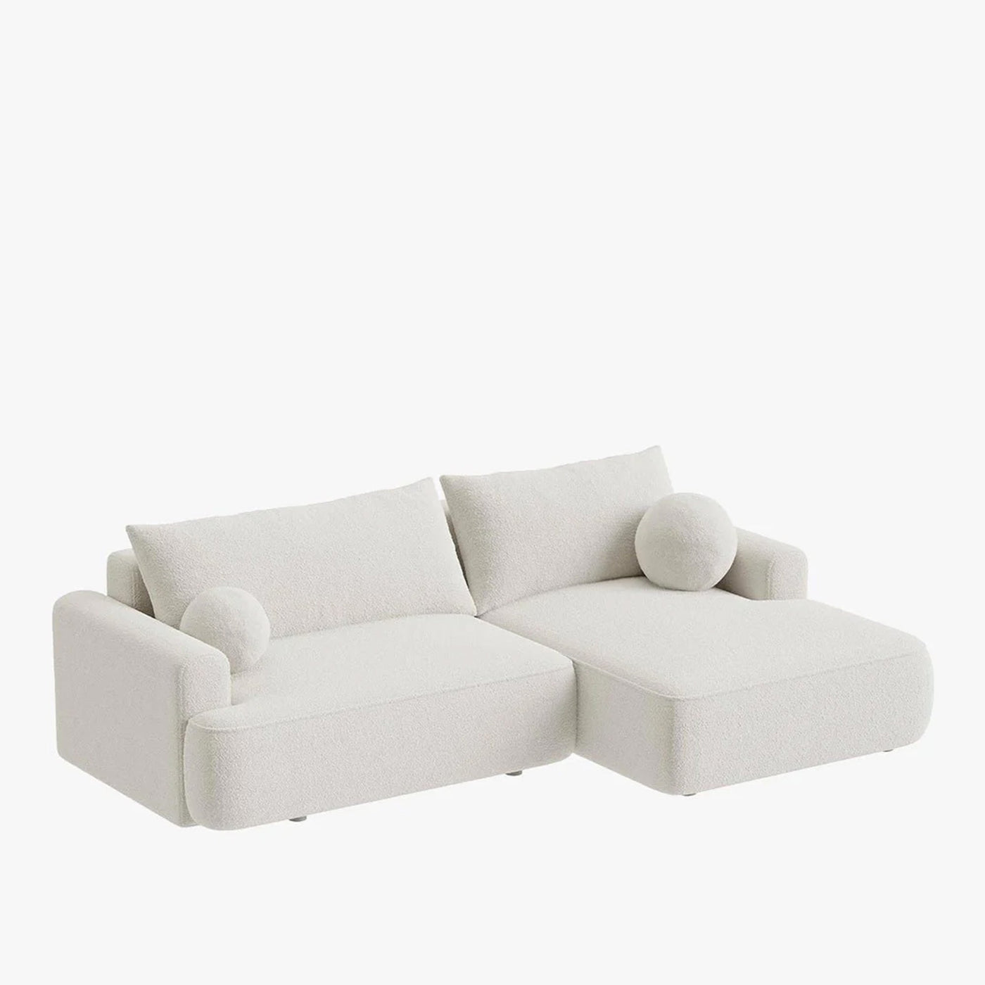 ANAIS Canapé d'angle convertible en tissu bouclette beige - Angle droit - Canapé d'angle convertible - Mobilier Deco