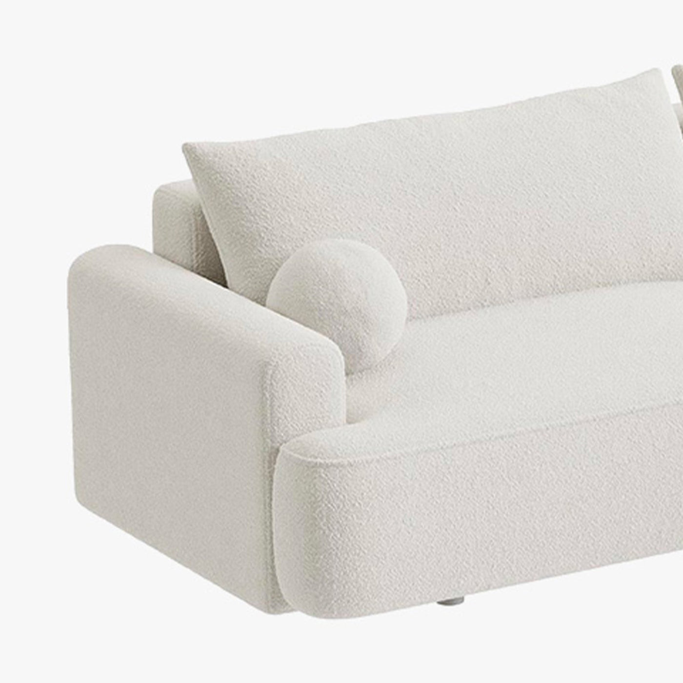 ANAIS Canapé d'angle convertible en tissu bouclette beige - Angle droit - Canapé d'angle convertible - Mobilier Deco