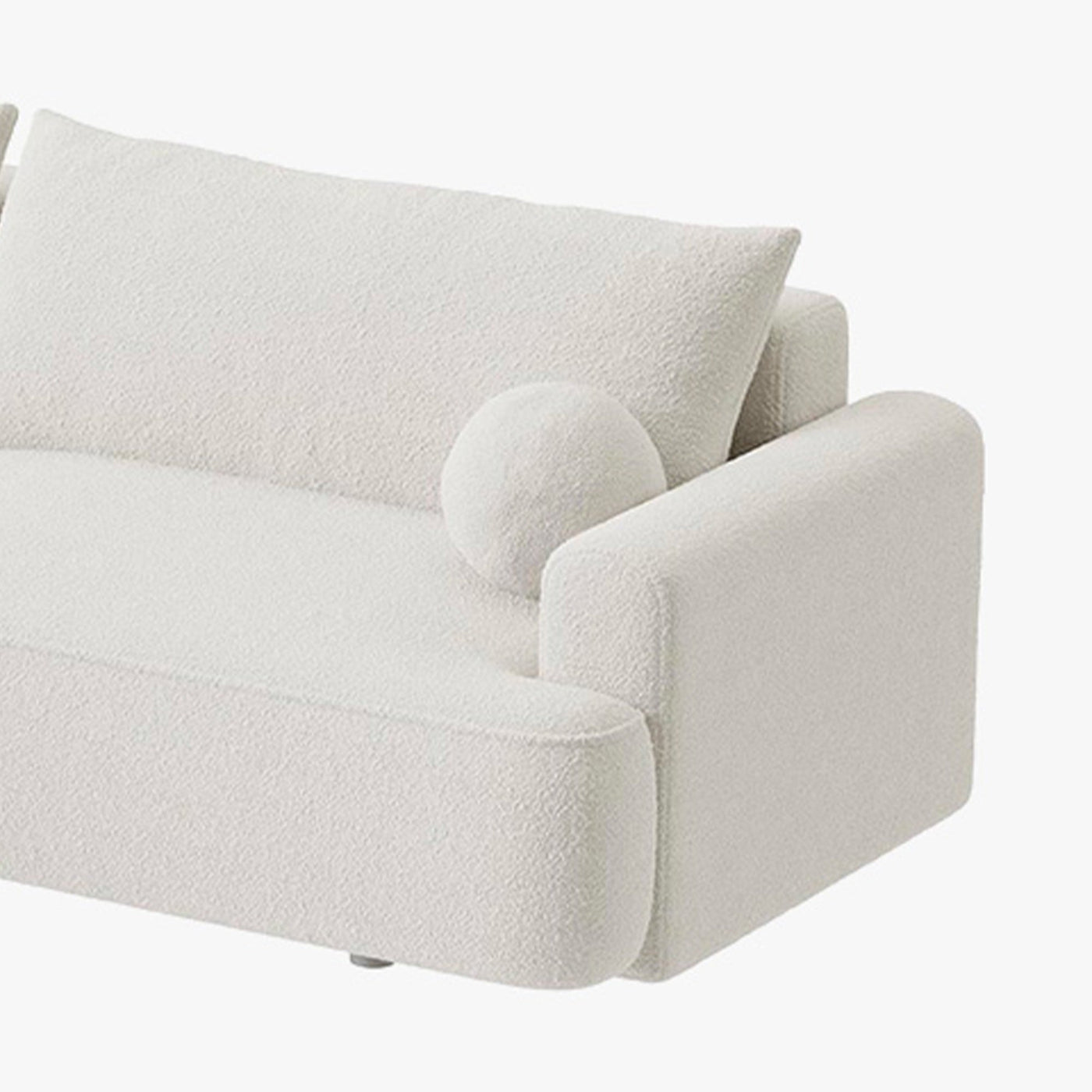 ANAIS Canapé d'angle convertible en tissu bouclette beige - Angle gauche - Canapé d'angle convertible - Mobilier Deco
