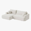 ANAIS Canapé d'angle convertible en tissu bouclette beige - Angle gauche