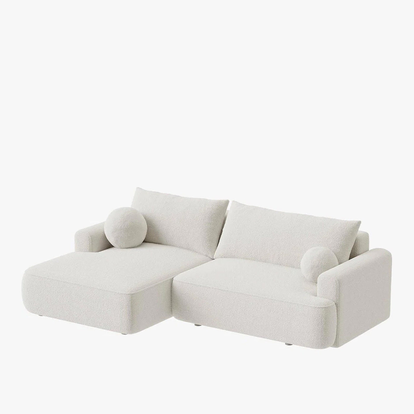 ANAIS Canapé d'angle convertible en tissu bouclette beige - Angle gauche - Canapé d'angle convertible - Mobilier Deco