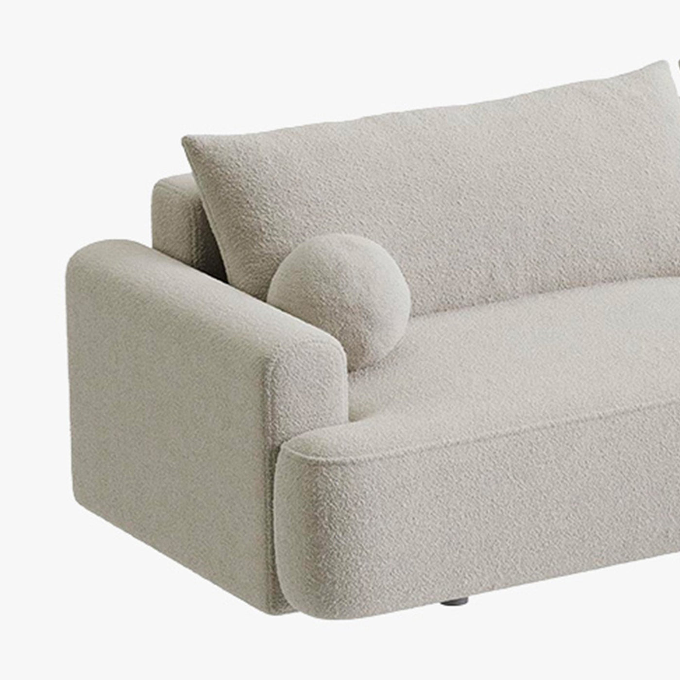 ANAIS Canapé d'angle convertible en tissu bouclette beige foncé- Angle droit - Canapé d'angle convertible - Mobilier Deco