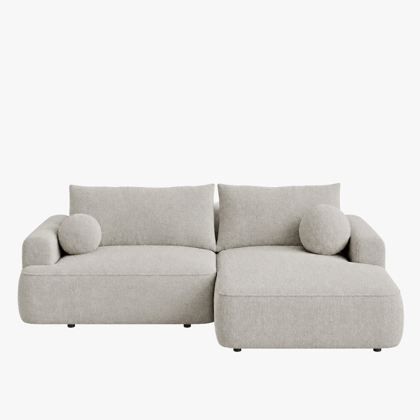 ANAIS Canapé d'angle convertible en tissu bouclette beige foncé- Angle droit - Canapé d'angle convertible - Mobilier Deco