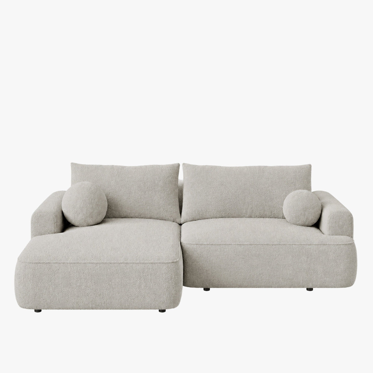 ANAIS Canapé d'angle convertible en tissu bouclette beige foncé- Angle gauche - Canapé d'angle convertible - Mobilier Deco