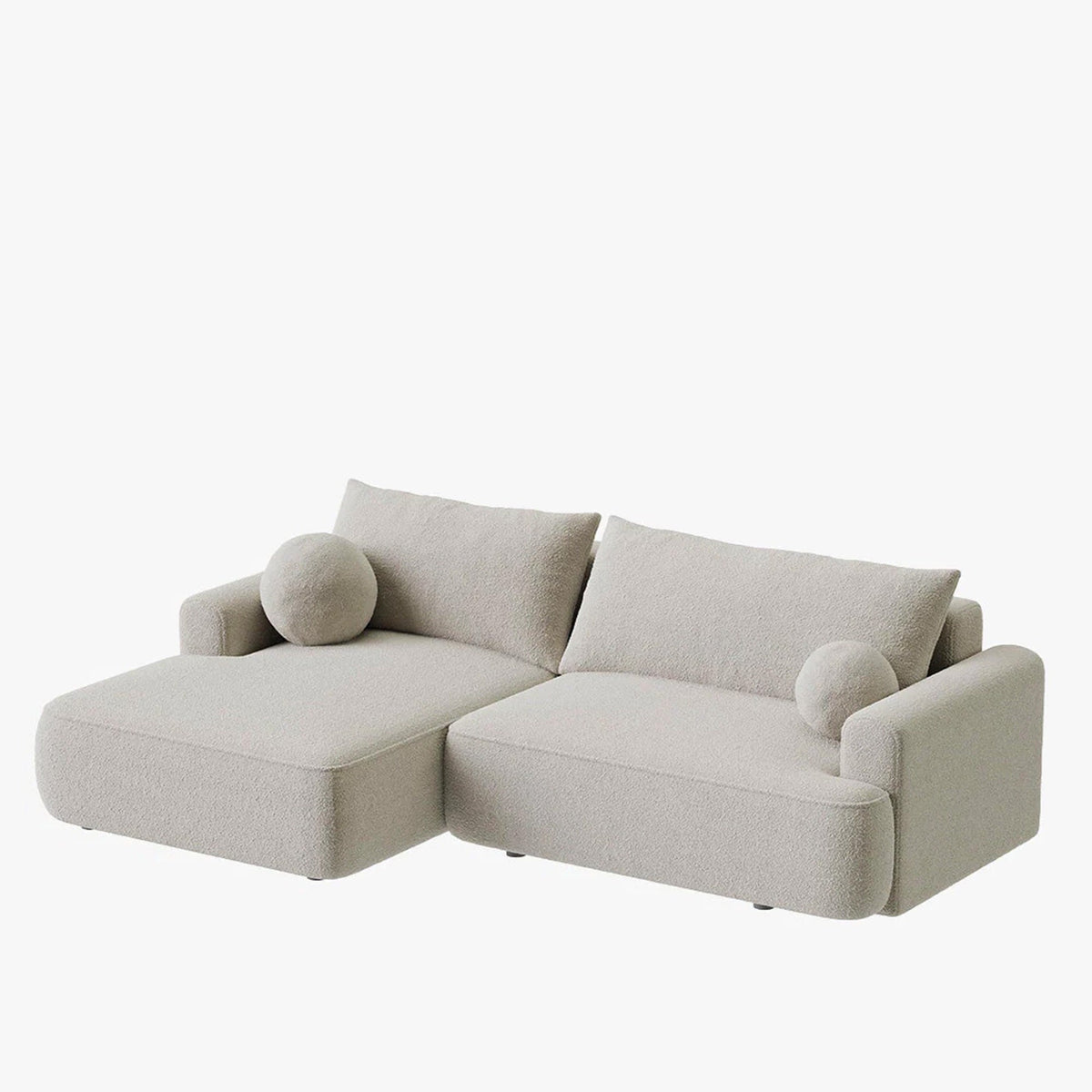 ANAIS Canapé d'angle convertible en tissu bouclette beige foncé- Angle gauche - Canapé d'angle convertible - Mobilier Deco